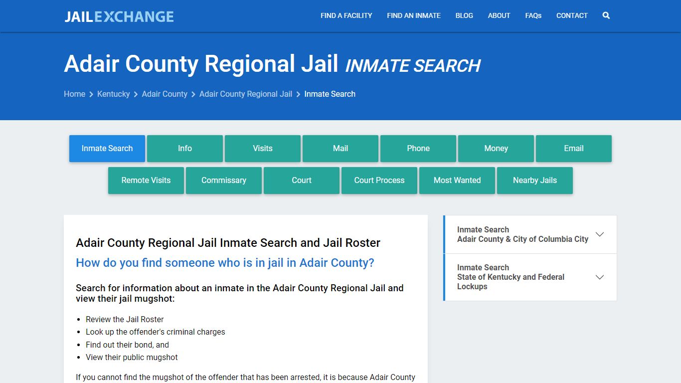 Inmate Search: Roster & Mugshots - Adair County Regional Jail, KY